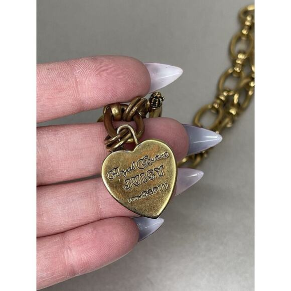 Vintage Juicy Couture Necklace Chunky Chain Link Toggle Y2K Gold Tone - Picture 4 of 5